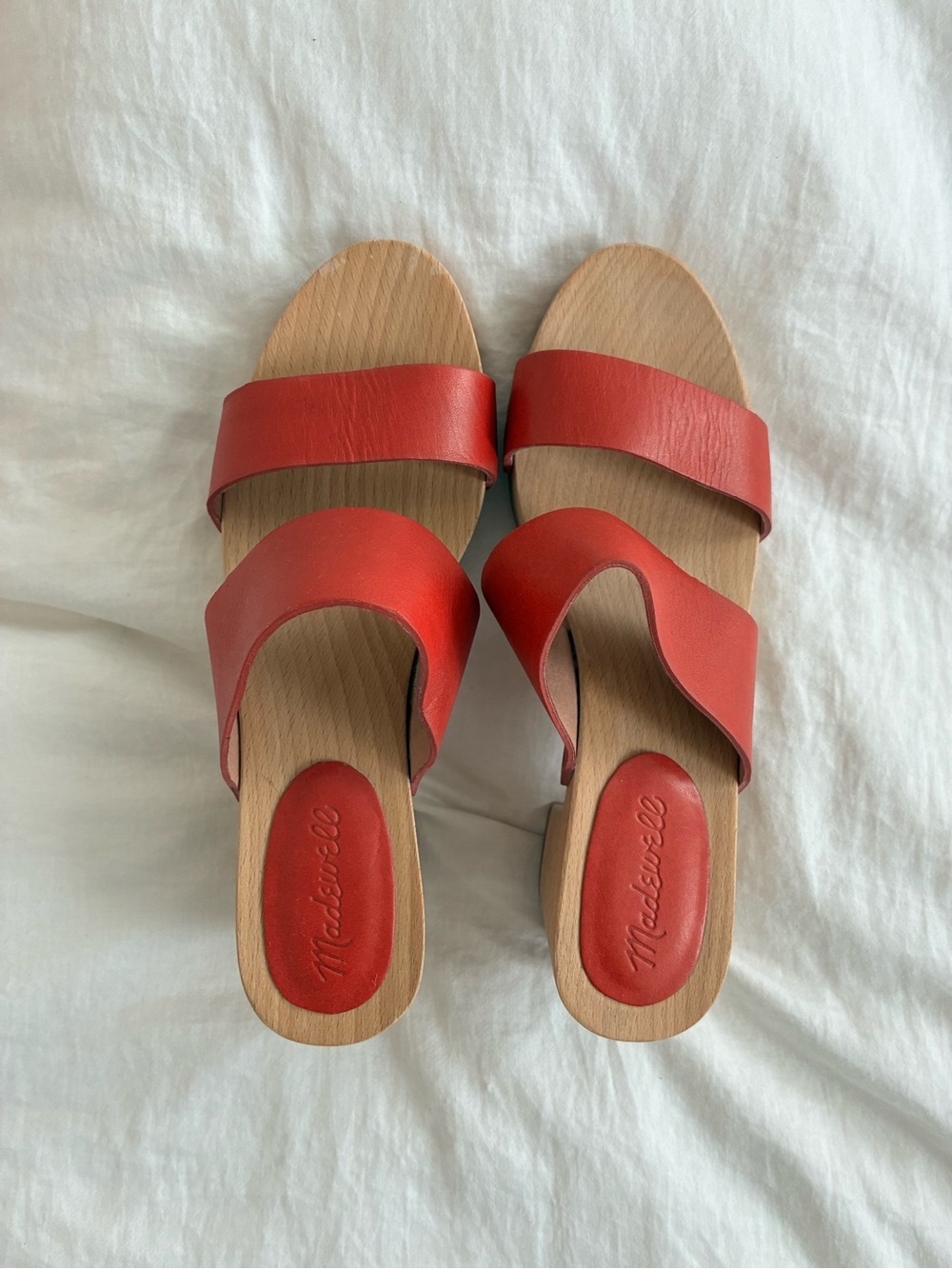 Like New Madewell Red Leather Slide Sandal Clogs 7.5